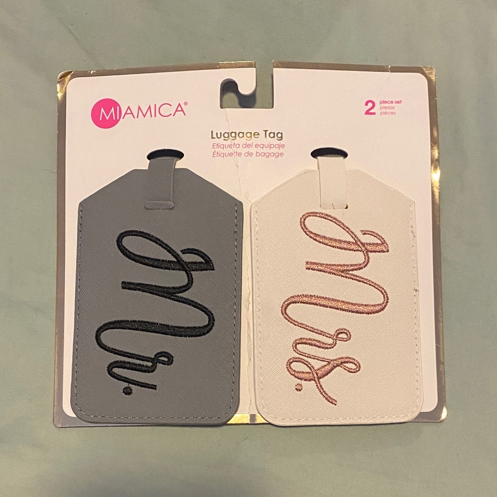 Miamica Gray and White ‘Mr. & Mrs.’ Luggage Tag Set
